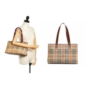 ‼️SALE💯Authentic Burberry Haymarket Shoulder Bag Tote Handbag Vintage y2K RARE